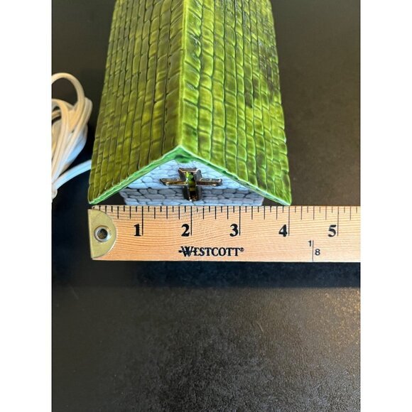 Vintage Ceramic Light Up Church Chapel Hand Painted Stained Glass 6.5" Tall - Picture 7 of 16